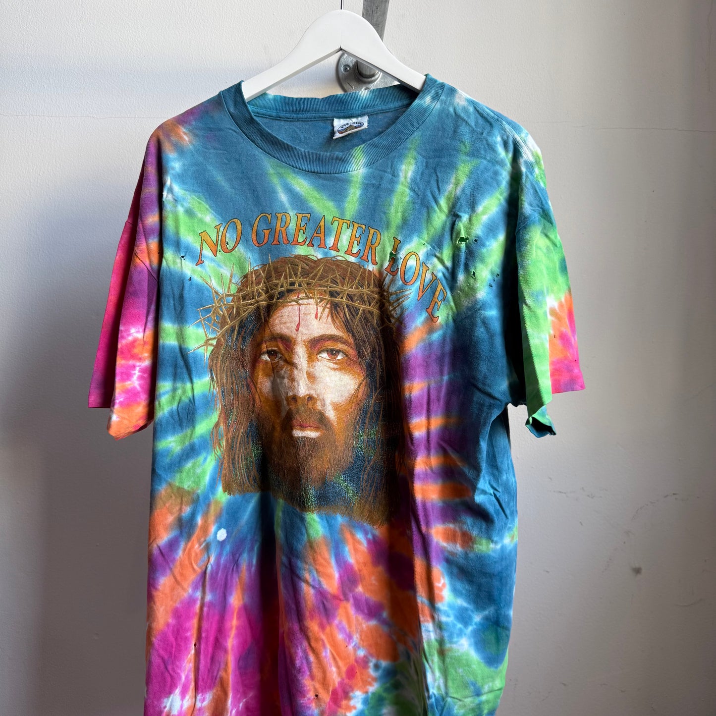 jesus 'no greater love' tiedye tee -xl